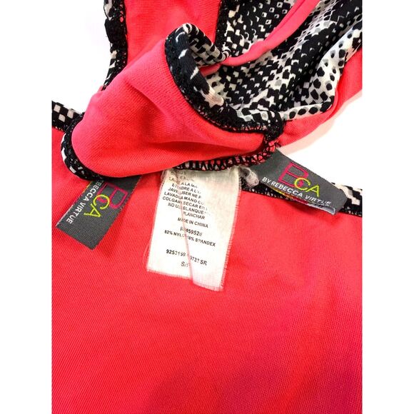 BCA By Rebecca Virtue Women Small Bikini Black White Hot Pink Geometric Strappy - Picture 8 of 9